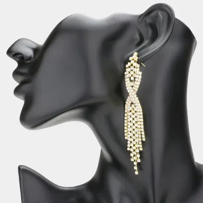 Fashnzfab Dropped Rhinestone Dangle Evening Earrings In Gold