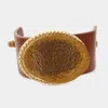Fashnzfab Druzy Accented Faux Leather Cinch Bracelet Brown In Brown
