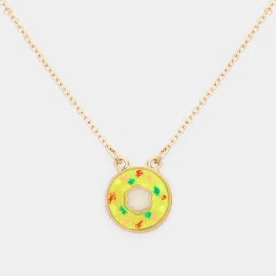 Fashnzfab Druzy Donut Pendant Necklace In Multi
