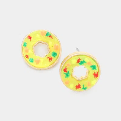 Fashnzfab Druzy Donut Stud Earrings - Neon, Yellow