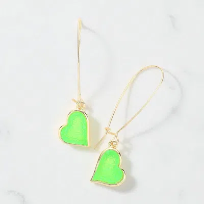 Fashnzfab Druzy Heart Dangle Earrings In Green
