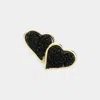 Fashnzfab Druzy Heart Stud Earrings - Black In Black