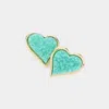 Fashnzfab Druzy Heart Stud Earrings In Blue