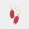 Fashnzfab Druzy Hexagon Dangle Earrings - Fuchsia In Purple