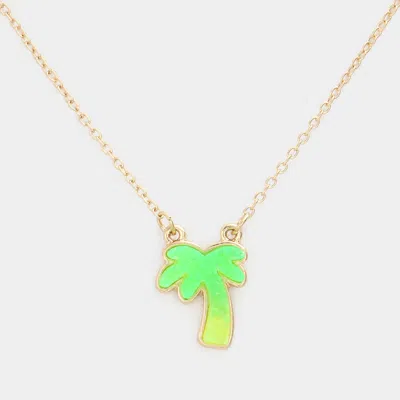 Fashnzfab Druzy Palm Tree Pendant Necklace In Gray
