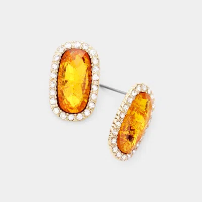 Fashnzfab Druzy Rhinestone Pave Stud Earrings In Gold