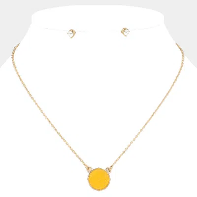 Fashnzfab Druzy Stone Pendant Necklace In Yellow