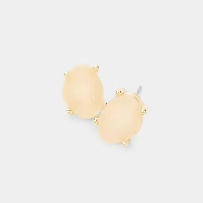Fashnzfab Druzy Stud Earrings In Gold