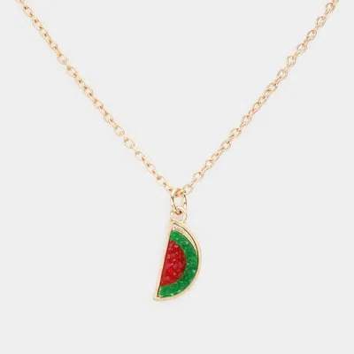Fashnzfab Druzy Watermelon Pendant Necklace In Red