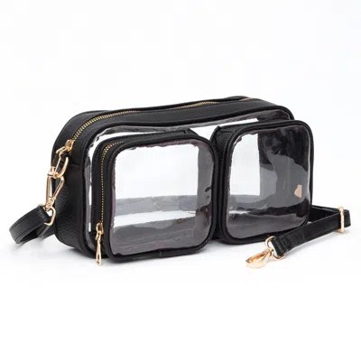 Fashnzfab Dual Front Pocket Faux Leather Transparent Crossbody Bag In Multi