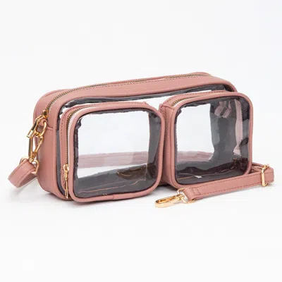 Fashnzfab Dual Front Pocket Faux Leather Transparent Crossbody Bag In Multi
