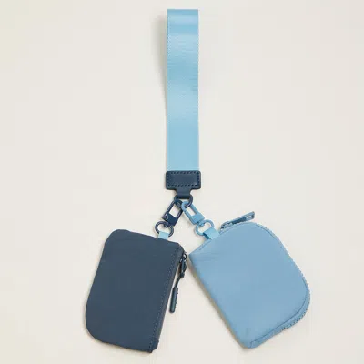 Fashnzfab Dual Wristlet Keychain Coin Purse Pouch Bags In Blue