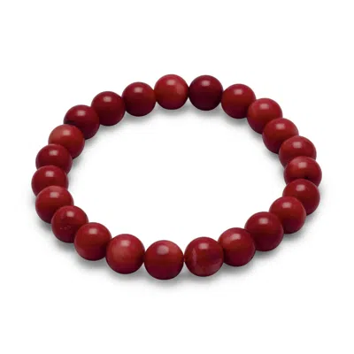 Fashnzfab Dyed Red Coral Bead Stretch Bracelet In Pattern