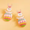 Fashnzfab Easter Bunny Egg Drop Earrings In White