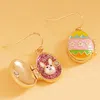 Fashnzfab Easter Bunny Face Inside Egg Locket Drop Dangle Earrings In Multi