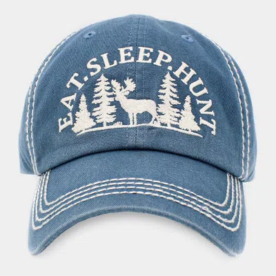 Fashnzfab Eat. Sleep. Hunt Reindeer Vintage Baseball Cap In Blue