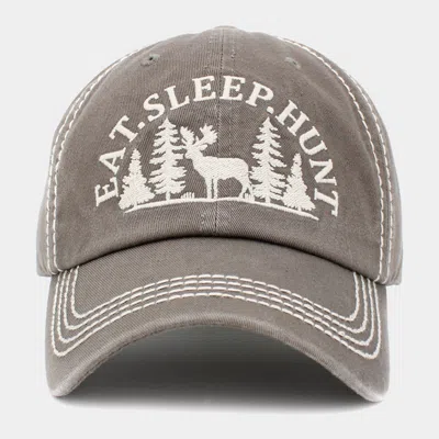 Fashnzfab Eat. Sleep. Hunt Reindeer Vintage Baseball Cap In Gray