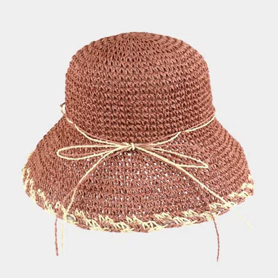 Fashnzfab Edge Detailed Straw Bucket Hat In Pink