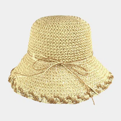 Fashnzfab Edge Detailed Straw Bucket Hat In Sand