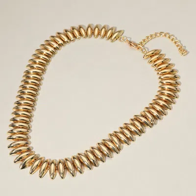 Fashnzfab Edgy Metal Spike Link Necklace In Gold