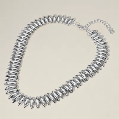 Fashnzfab Edgy Metal Spike Link Necklace In Silver