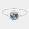 Fashnzfab Eiffel Tower & Air Plane Romantic Journey Floating Locket Hook Bracelet Rhodium In Multi