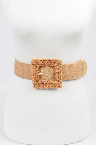 Fashnzfab Elastic Twine Buckle Belt In Beige
