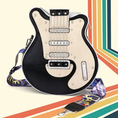 Fashnzfab Electronic Guitar Shaped Crossbody Bag In Black