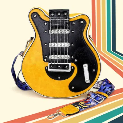 Fashnzfab Electronic Guitar Shaped Crossbody Bag In Yellow