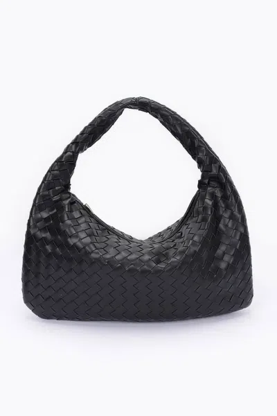 Fashnzfab Elegance Woven Tote Bag In Black