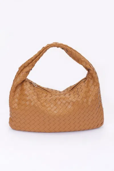Fashnzfab Elegance Woven Tote Bag In Brown