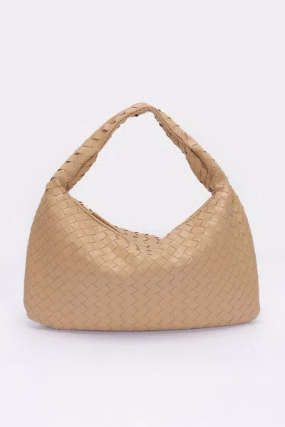 Fashnzfab Elegance Woven Tote Bag In Sand