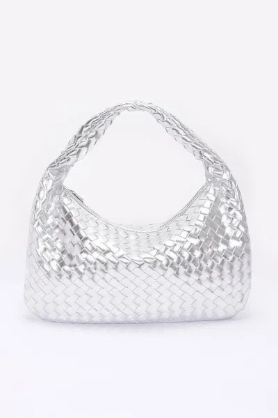Fashnzfab Elegance Woven Tote Bag In Silver