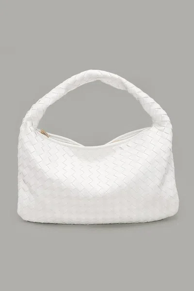 Fashnzfab Elegance Woven Tote Bag In White