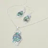 Fashnzfab Elegant Boho Western Abalone Teardrop Pendant Necklace In Metallic