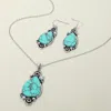 Fashnzfab Elegant Boho Western Turquoise Teardrop Pendant Necklace In Multi