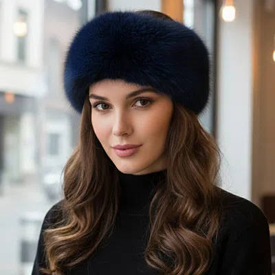Fashnzfab Elegant Faux Fur Winter Headband Earmuff In Blue