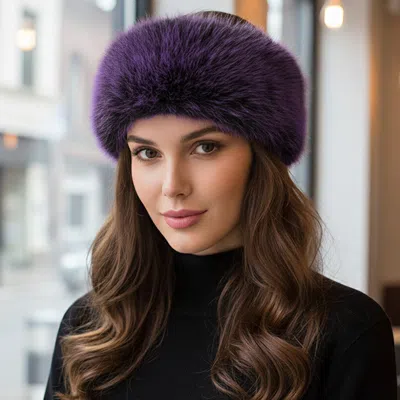 Fashnzfab Elegant Faux Fur Winter Headband Earmuff In Purple