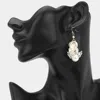 Fashnzfab Elegant Floral Accent Pearl Cluster Drop Earrings In Multi