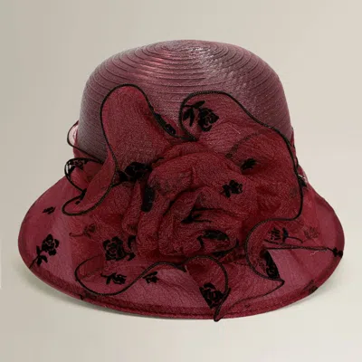 Fashnzfab Elegant Floral Accent Wide Brim Dressy Hat In White
