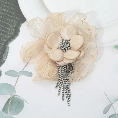 Fashnzfab Elegant Floral Fringe Pin Brooch In Multi