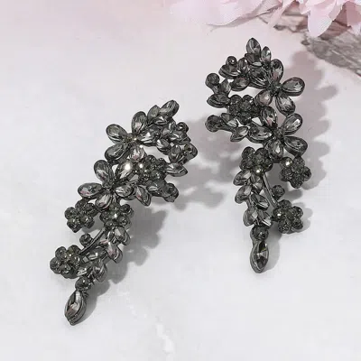 Fashnzfab Elegant Floral Stone Cluster Drop Evening Earrings In Multi