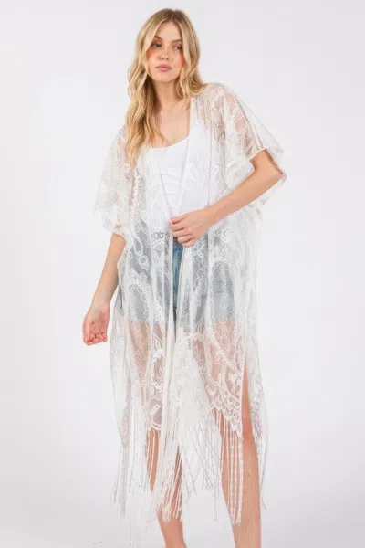 Fashnzfab Elegant Lace Fringe Cover Up Kimono