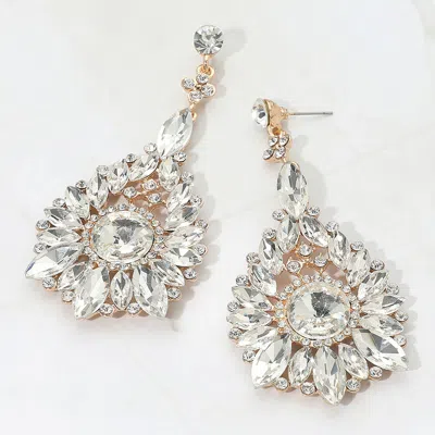 Fashnzfab Elegant Marquise Round Stone Cluster Teardrop Evening Earrings In Gold