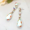 Fashnzfab Elegant Multi Faceted Crystal Dangle Statement Earrings In Multi
