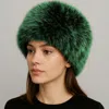 Fashnzfab Elegant Plush Faux Fur Winter Hat In Green