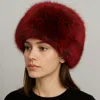 Fashnzfab Elegant Plush Faux Fur Winter Hat In Red