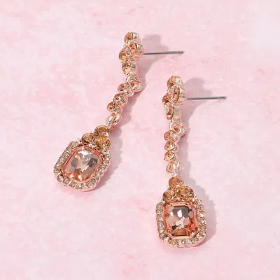 Fashnzfab Elegant Rectangle Rhinestone Gem Drop Evening Earrings In Silver
