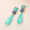 Fashnzfab Elegant Resin Teardrop Dangle Earrings In Blue