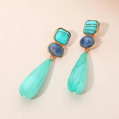 Fashnzfab Elegant Resin Teardrop Dangle Earrings In Blue